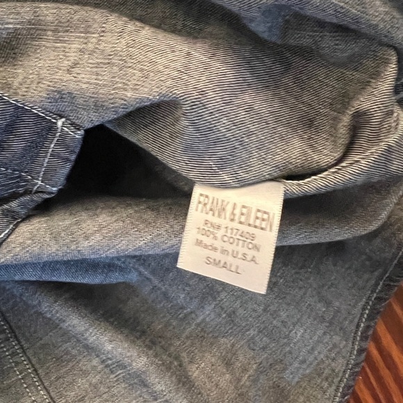 FRANK & EILEEN Barry Woven Button Up Long Sleeve Denim Top Raw Rinse Denim - Picture 11 of 12